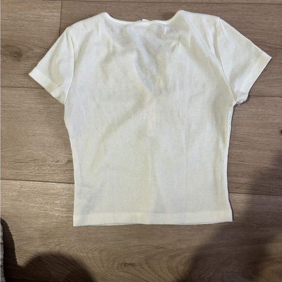 Pink Rose Cream Button-Up Ribbed Tee - Picture 3 of 3